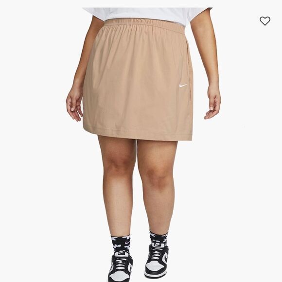 Nike womens skirt tan 2x new elastic waist nylon blend athleisure pickleball - Picture 1 of 6